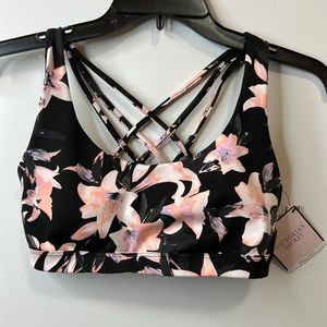 Victoria’s Secret Sport Bra Floral Size small NWT moisturizer wicking